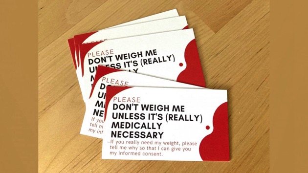 ‘Don’t Weigh Me’ cards designed to empower people to skip the scale at the doctor’s office